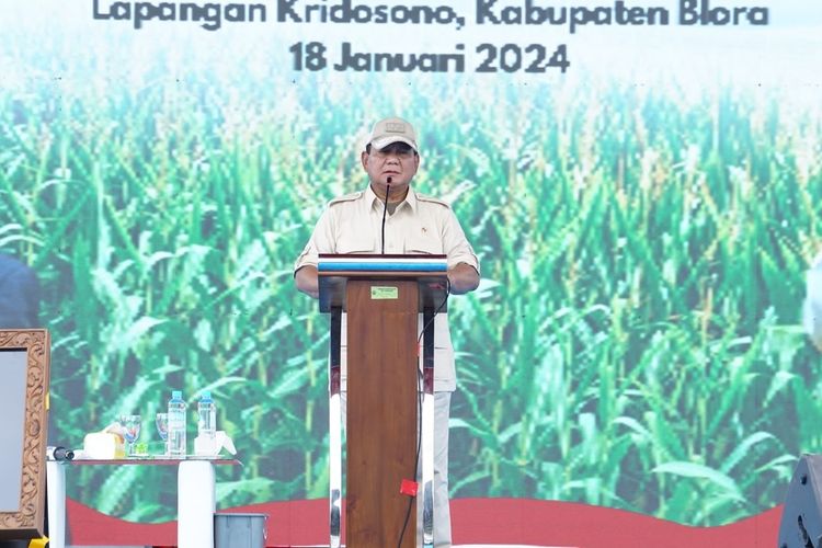 Menteri Pertahanan RI, Prabowo Subianto melakukan kunjungan kerja di Kabupaten Blora, Jawa Tengah, Kamis (18/1/2024)(Dok. Kementan)