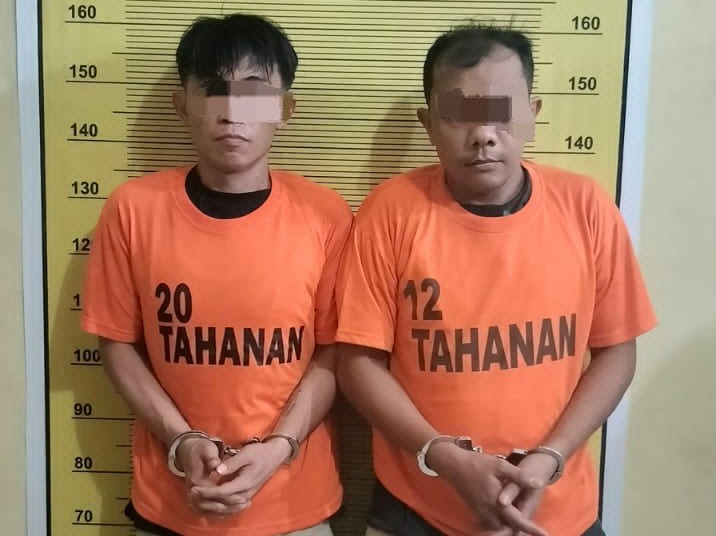 Kedua pelaku saat diamankan Sat Res Narkoba Polres Binjai, Sumatera Utara, Selasa (23/1/2024).